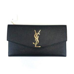SAINT LAURENT Black Large Uptown Ysl Monogram Leather Wallet